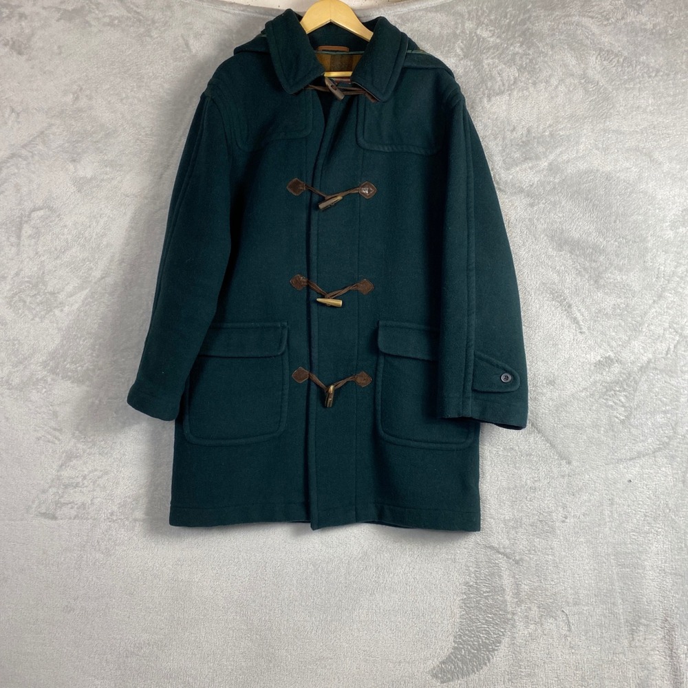 Vintage Rodrigo Classic Forest Green Wool Blend Hooded Toggle Duffle Coat